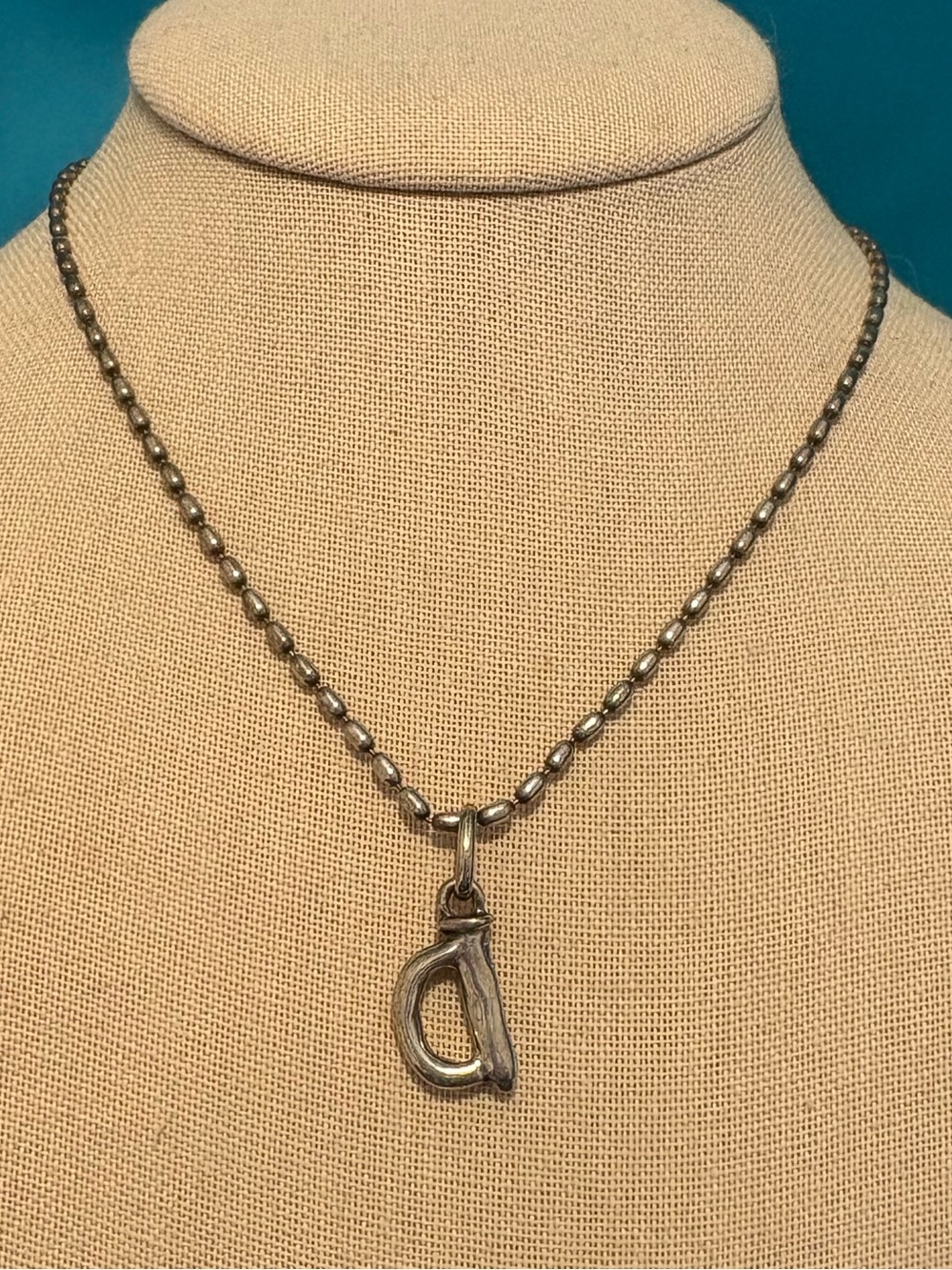 UNO de 50 necklace 16-18” silver plated lowercase D d letter